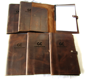 lot 10 image: NEW Full grain leather notepad folder (Bid is times the quantity of 6)