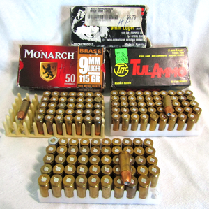 lot 42 image: 9mm hollow point pistol ammunition, 136 rounds (MATCHES LOTS 40,41, 43)