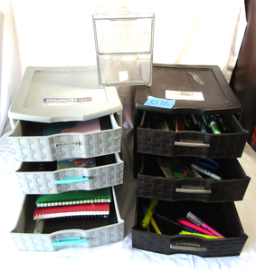 lot 78 image: 2 desktop storage drawers plus contents as shown