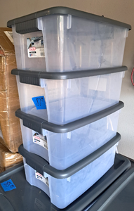 lot 87 image: Sterilite Ultra latch 18 qt storage totes with lids (Bid is times the quantity of 4)