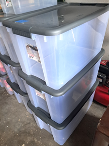 lot 89 image: Sterilite Ultra latch 70 qt storage totes with lids (Bid is times the quantity of 3)