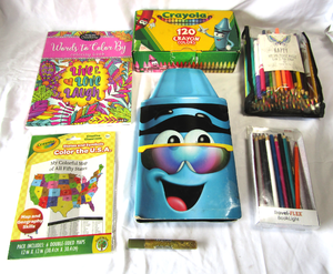 lot 119 image: Crayola crayon set, color pencil set, coloring book & U.S. coloring map