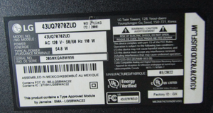 LG Smart TV with remote, model 43UQ7070ZUD