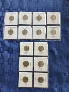 lot 28 image: Selection of Old Jefferson Nickels - 1940s and 50s