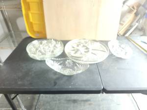 lot 192 image: Selection of glass dishware - egg plate relish dish, plate