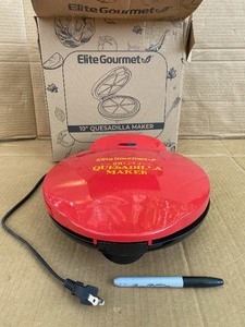 lot 30 image: Elite Gourmet 10 Quesadilla Maker, Red Black - In Condition As Shown