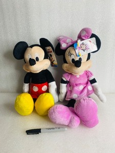 lot 52 image: Lot Of 2 - Plush Toys Micky Mouse & Minnie Mouse - In Condition As Shown