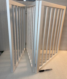 lot 54 image: 3 Panel Folding Pet Gate, 55 x 24, White - In Condition As Shown
