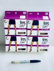 lot 66 image: Lot Of 4 - New Leggs to Go Day Sheer Pantyhose - Size B - Nude Sheer Toe - As Shown
