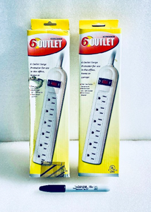 lot 67 image: Lot Of 2 - New 6 Outlet Surge Protectors - As Shown