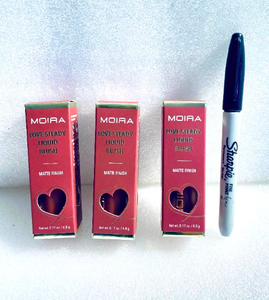 lot 71 image: Lot Of 3 - New Moira Love Steady Liquid Blush Matte Finish, #08 Best Friend, 0.17 oz. Each - As Shown - 2nd Chance Lot
