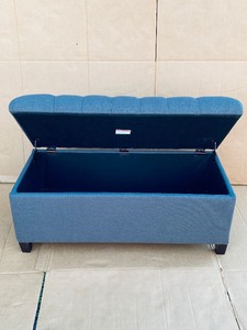 lot 100 image: HomePop Ansley Button Tufted Storage Bench, Gray - In Condition As Shown - $$$