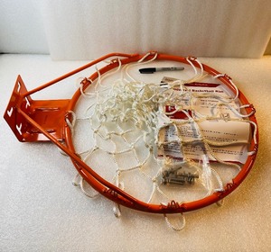 lot 114 image: New Other GoSports Universal 18 Regulation Steel Rim, Includes Bracket & Hardware, Orange - As Shown