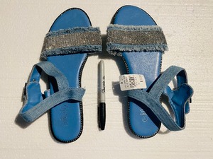 lot 139 image: With Tags Rouge Helium Sandals Denim Blue Size 10 - In Condition As Shown