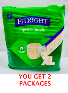 lot 142 image: Lot Of 2- New Medline FitRight OptiFit Briefs For XL Waists 56-64, 40 Total Count - As Shown - 2nd Chance Lot