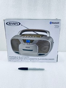 lot 156 image: New Other JENSEN Portable Stereo CD and Cassette PlayerRecorder With AMFM Radio & Bluetooth, Bronze - As Shown