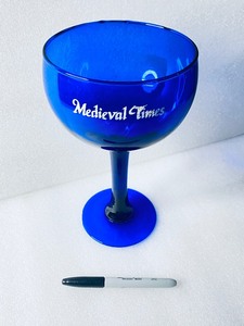 lot 160 image: Medieval Times Large Blue Goblet Glass, Blue - In Condition As Shown