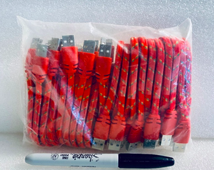 lot 168 image: Lot Of Approx. 20 - New USB Charge Cables For Apple iPhone & iPad, Red - As Shown