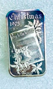 lot 200 image: Madison Mint .999 Fine Silver One Ounce Christmas 1973 Joy To The World - As Shown - $$ - 2nd Chance Lot