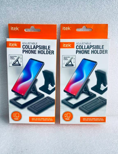 lot 231 image: Lot Of 2 - New Itek Adjustable Collapsible Phone Holder, Black - As Shown