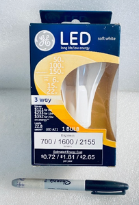 lot 242 image: New GE LED 3-Way Soft White Light Bulb 50100150W 70016002155 Lumens - As Shown