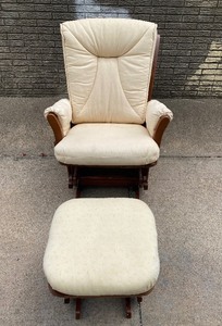 lot 261 image: Dutailier Glider Rocking Chair & Ottoman - In Condition As Shown - (READ) $$$