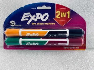 lot 290 image: New Expo Assorted Dry Erase 2-in-1 Markers (2-Pk) - As Shown