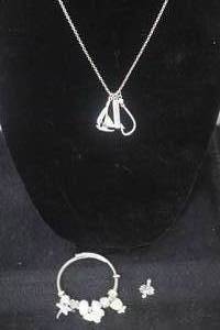 lot 25 image: Marked 925 Pendent, Bracelet, and Necklace - Very nice