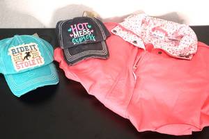 lot 96 image: SpringFall Jacket (small) and Two new hats