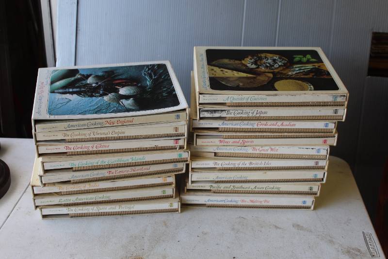 lot 9 image: collection of vintage cookbooks from the Time-Life Foods of the World series. These books were published in the late 1960s and early 1970s (Took pictures of them all)