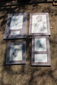 lot 49 image: framed portrait of President John F. Kennedy,and a framed portrait of physicist Albert Einstein and others all numbered and dated see pictures for details