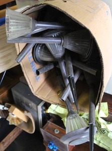 lot 133 image: Box full of glass out side solar lights