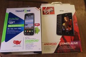 lot 28 image: virgin mobile phone and tracfone phone