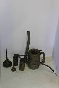 lot 70 image: vintage automotive service tools, primarily metal oil cans