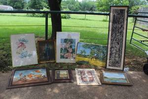 lot 153 image: various framed vintage paintings and botanical prints see  pictures for details