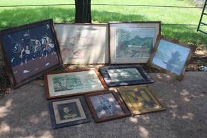 lot 157 image: various framed vintage paintings and prints see pictures for details