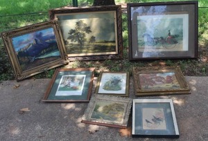lot 159 image: various framed vintage paintings and prints see pictures for details