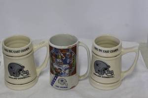 lot 173 image: vintage 1992 Dallas Cowboys NFL Champions ceramic beer steins