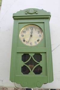 lot 274 image: vintage-style green wooden wall clock
