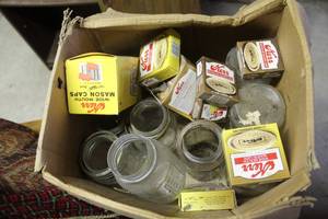 lot 333 image: Box full of mason jars