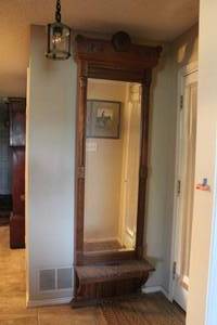 lot 67 image: antique American Victorian Eastlake-style pier mirror with a marble shelf but the shelf is cracked see pictures