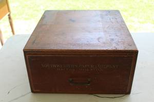 lot 387 image: antique wooden file storage box
