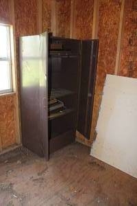 lot 393 image: Metal cabinet with some mystery artwork