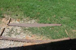 lot 399 image: 2-vintage two-man crosscut saw