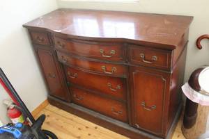 lot 417 image: wooden sideboard dresser features curved drawers and ornate metal hardware