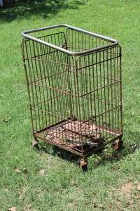 lot 414 image: metal wire dairy or security crate