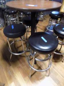 lot 2 image: Round Bistro table  30 DIAMETER with 4 chairs