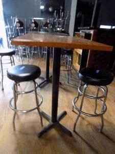 lot 19 image: Bistro table rectangle with 2 barstools