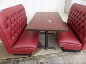 lot 12 image: Caf booth 2 opposing benches with rectangle table and glazed top