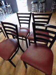 lot 44 image: 4 dining chairs with metal frames and red seats